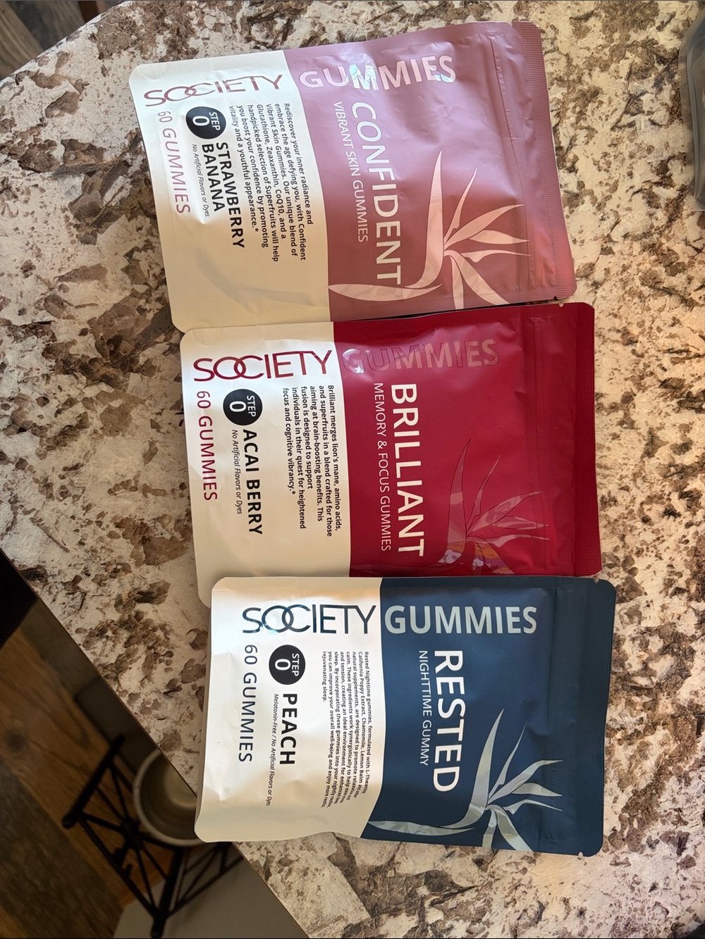 Society Gummies Trio Pack - Confident, Brilliant, Rested (Pink, Red, Navy)